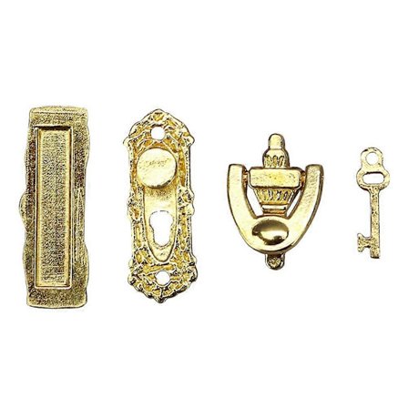 4 stk. Miniaturdørdele Miniaturdørhardware Mini Husindretning Dør Dørdele[D]