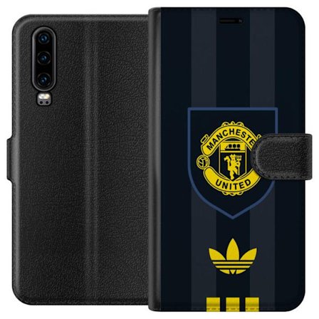 Kompatibelt Lommeboketui til Huawei Huawei P30 Manchester United Adidas logo skjold fotballklubb plakat Premier League retro gul svart design kunst