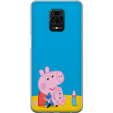 Kompatibel Mobilcover til Xiaomi Redmi Note 9 Pro Peppa Pig elvertema med krone og tryllestav på lyserød baggrund, sødt børnetegning af Greta Gris