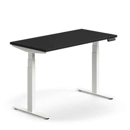 Schreibtisch QBUS, höhenverstellbar, 1200x600 mm, weiß/schwarz