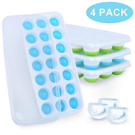 Silikonform för isbitar med lock och klämma, 4-pack