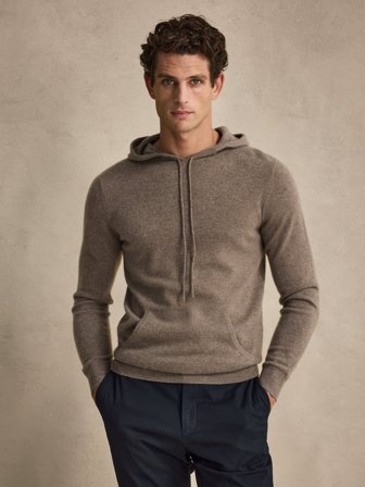 John Henric Men's Brauner Kaschmir-Hoodie Size S