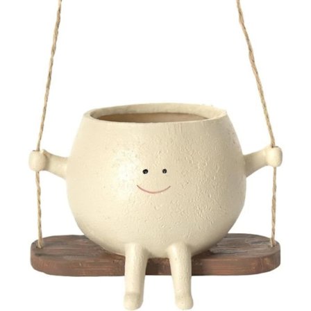 (Hvit) Blomsterpotte - Swing Face - Hvit - Rund - Plast - For innendørsplanter