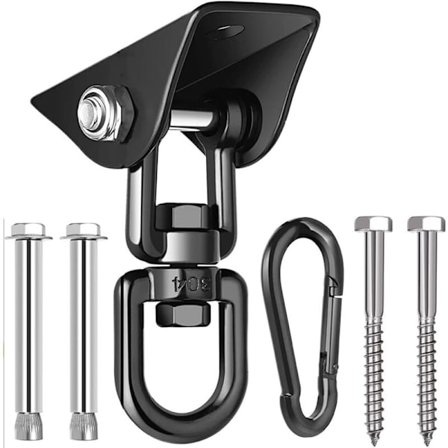 Kraftig takkrok 450 kg kapasitet - 360° rotasjon - Svingkrok i rustfritt stål for hengekøye, sandssekk, yoga, treningsstudio - Kompatibel med betong