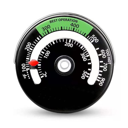 Ovnstemperaturmåler, magnetisk vedovnstermometer med bred anvendelse for peisovn, overopphetingsbeskyttelse for vedfyrte ovner og