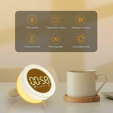 Digital vekkerklokke for barn, barnevekkerklokke med innsovningsfunksjon F