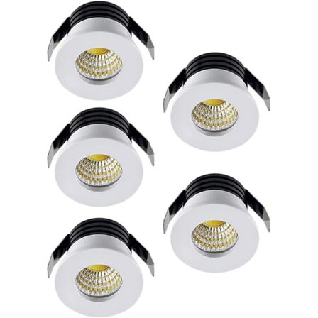 5-pakning 3W LED innfelte spotlights, LED innfelte små skap Mini Spot-lampe Tak Downlight Kit Armatur (varmt lys)