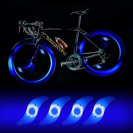 4 x LED-sykkelhjullys, vanntett LED-sykkelhjullys med 3 blinkende moduser LED-sykkelhjullys for voksen- og barnesykkel - blå
