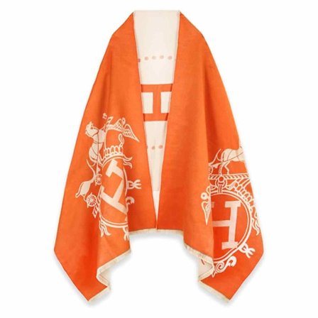 Høst og vinter imitasjon kasjmir skjerf kvinner H brev vogn oransje tykk stor størrelse sjal