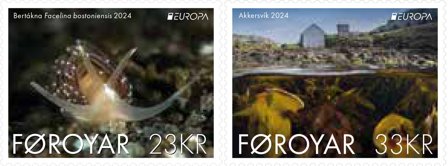 Færøerne - EUROPA 2024 Undervandsfauna og -flora - Postfrisk sæt 2v selvklæbende
