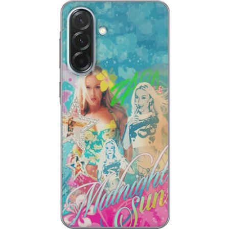 Yhteensopiva Puhelinkuori Samsung Galaxy A36 Seikkailumaailma Steve, Creeper ja eläimillä värikkäässä palikkagrafiikassa