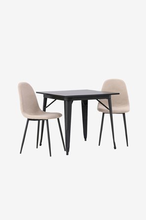 Venture Home - Spisegruppe Tempe med 2 stk stoler Polar - Svart - Spisegruppe 4 personer - Fra Homeroom