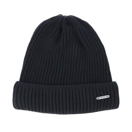 Stetson - Svart cuff Beanie - Merino Wool Black Beanie @ Hatstore