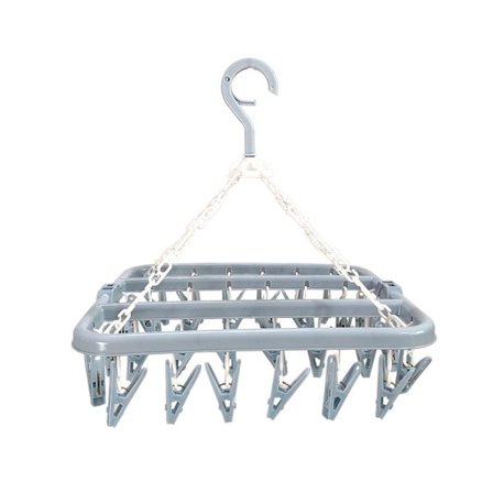 Tørkestativ med 32 klips og sammenleggbart sokkeoppheng