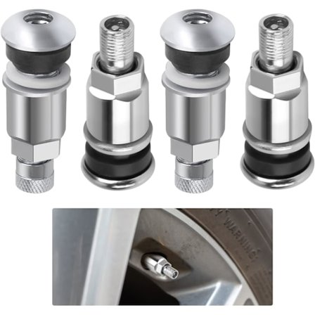 Dækventil med dæksel, 4 metalventiler til fælge, universal ventil