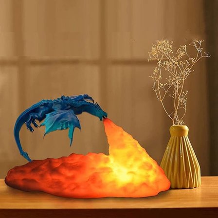Fire Dragon Lamp Light 3D Printed Night Light med USB 1