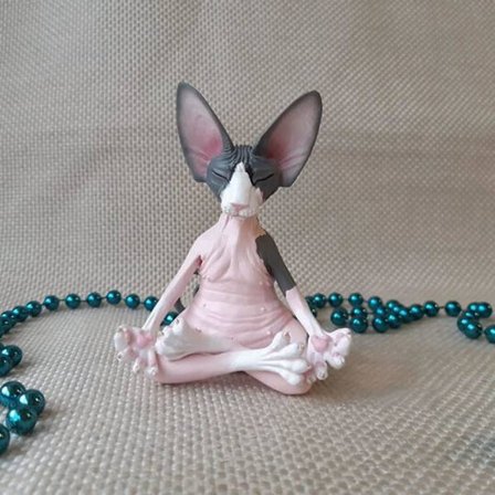 Sphynx katt meditere samleobjekter Zen Yoga avslappet positur Buddha meditasjon (rosa)