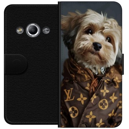 Kompatibelt Lommeboketui til Samsung Galaxy Xcover 3 Luksus hundemote med liten hund i luksuriøs jakke, elegant og humoristisk motiv for motefrelste