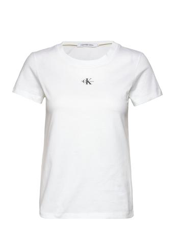 Micro Monologo Slim Fit Tee T-shirts & Tops Short-sleeved Hvit Calvin Klein Jeans*Betinget Tilbud