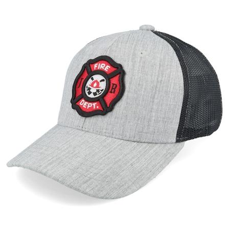 Kiddo Cap - Kids Fire Fighter Junior 3d Patch Heather Grey/Black Trucker Trucker Grey Cap - @ Hatstore