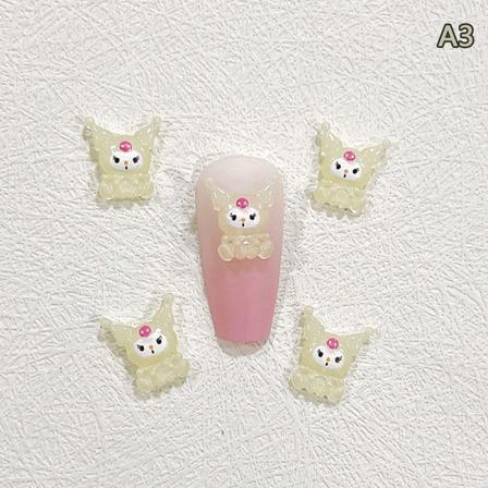 10 kpl 3D Luminous Cartoon Animals Nail Art Charms Kawaii Access - Perfet A3