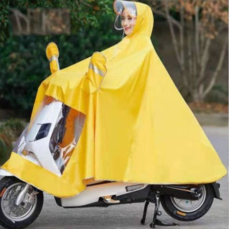 Motorcykel Regnfrakke Cykel Regnponcho Vandtæt Scooter Regnkapper til Mænd Kvinder Oxford med Retroreflektor Gul 3XL Tykkere