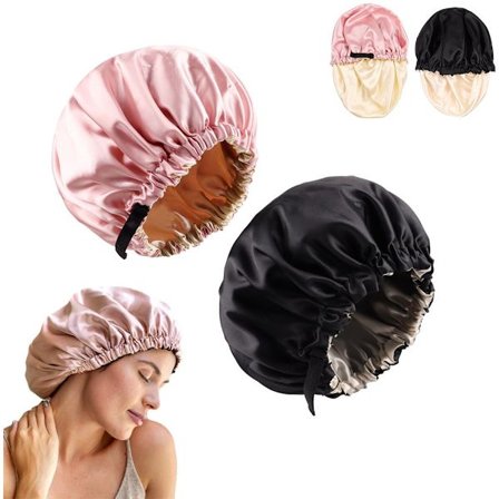 ING Sateng Nattlue Justerbar Justerbar Hette med Dobbeltsidig Fôr Hårpleie Sateng Hette Hårnett Sateng Nattlue Sovehette Hette Sateng