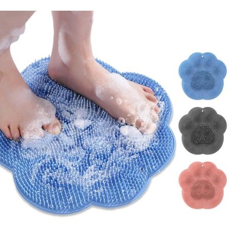 Fod- & Rygskrubber til Brusebadet – Fastgøres på Væggen, Silikone Fodskrubber, Rygskrubber Brusebørste med Sugekopper, Bruse Fod Skrubbemåtte, 