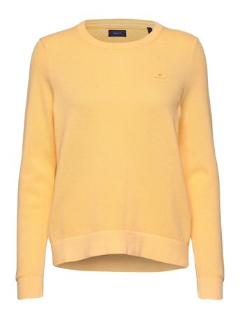 Cotton Pique C-Neck Yellow GANT