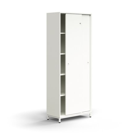 Schiebetürenschrank QBUS, abschließbar, 2020x800x400 mm, weiß
