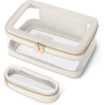 Transparent makeup taske til rejser, med makeup børste pose, bærbar makeup taske, transparent vandtæt kosmetik opbevarings taske