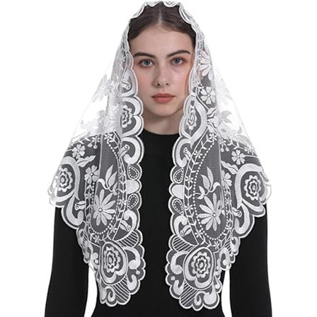 Spansk Stil Blonde Mantilla Dame Hovedbeklædning Katolsk Slør Bryllupsslør