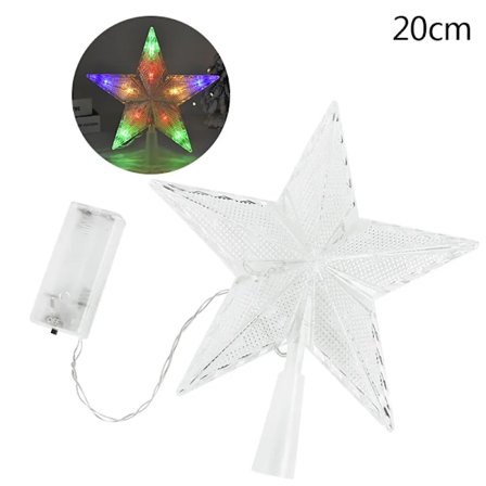 Jul Tre LED Topp Stjerne Lys Femspiss Stjerne Lampe Batteri Drift Glødende Julepynt