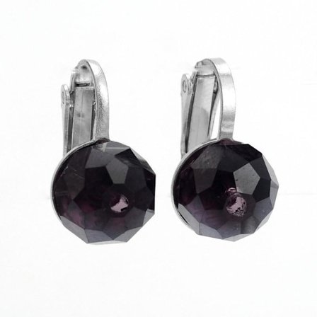 Clips örhängen i Stål med 10 mm Lila Facettslipade kristaller