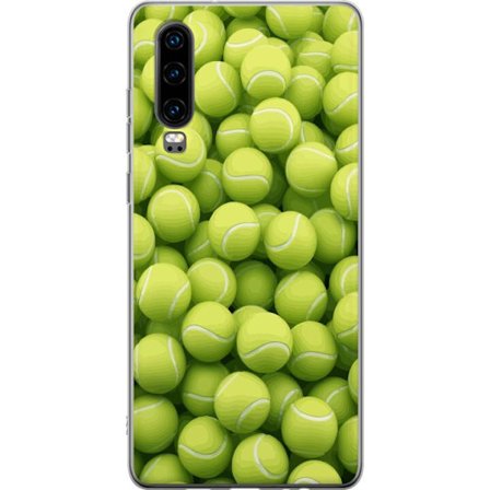 Kompatibel Mobilcover til Huawei Huawei P30 Mønster af grønne tennisbolde i høj detalje, sporty motiv med gentagende tekstur og stærke farver for