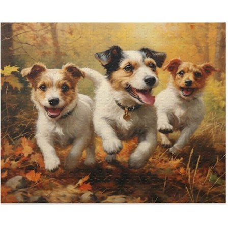 1000/500/300 palan palapelit aikuisille Jack Russell Terrierit syksyisessä puistossa, stressiä lievittävä palapeli, perheviihdettä, rentoutumista ja 