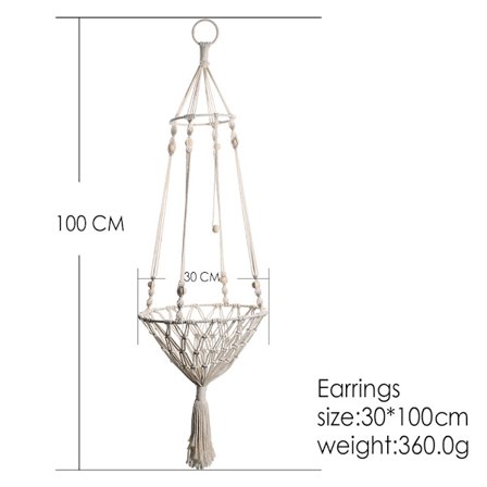 Boho Macrame Kissan Sänky Pesä Kasvi Ripustus Kori Hedelmä Säilytysverkko Koti Dekor, 1kpl