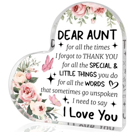 Presenter till moster från brorsdotter brorson hjärta akrylplakett dekor bästa moster någonsin födelsedagspresent till moster jul mors dag 