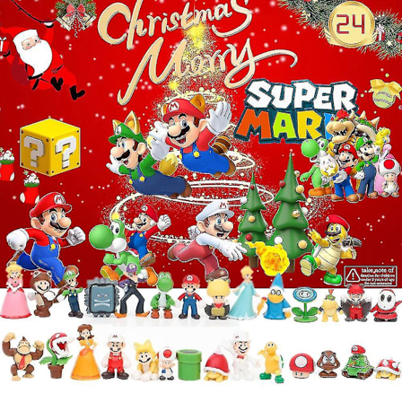 2024 Julekalender med Super Mario Bro Figur - 24 Dages Nedtælling - Legetøj til Børn - Julegaver