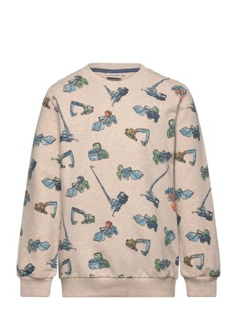 Sweatshirt Ls Aop Tops Sweatshirts & Hoodies Sweatshirts Beige Minymo