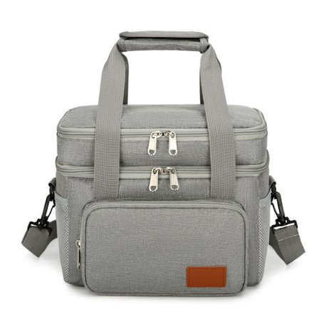 Stor Dobbeltlags Bærbar Matboks med Stor Kapasitet og Varmebevarende Grå