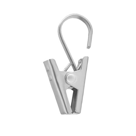 Rostfria klämmor med krok - 100 st små metallklämmor för gardiner