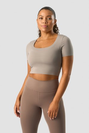 ICANIWILL - Nimble Soft Cropped T-shirt Greige - Dame - ICIW