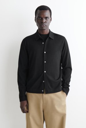 COS Homme Chemise En Maille De Laine Mérinos in Noir