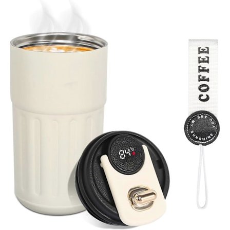 Vandflaske i rustfrit stål til varme drikke 450 ml, isoleret kaffekrus rejsekrus til varme drikke krusvarmer termokrus termokop