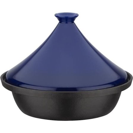 Solid gjutjärn tagine - GSW - 30 x 22 cm - Keramiskt lock - Induktion - Blå