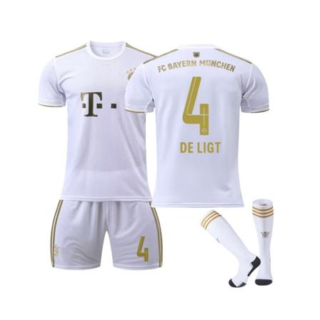 (Bayern 22/23 Away Jersey De Ligt No.4 Fotbollströja 3-delade kit för barn Vuxna color