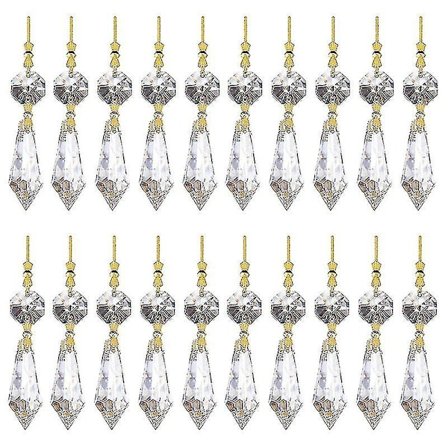 20 stk. DIY gjennomsiktige dråpeformede lysekroner anhengsdeler perler, lysekrone hengende dekorasjon