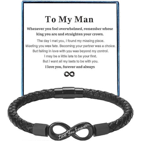 Til min mann armbånd for kjæreste ektemann menn Infinity lærarmbånd Valentinsdag Bursdag Farsdag Julegaver til ham