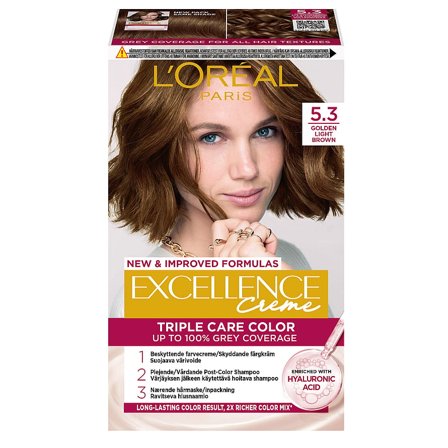 L'Oréal Paris Excellence Creme 5.3 Lys Gyldenbrun, Hår, Hårfarve, Permanent Hårfarve